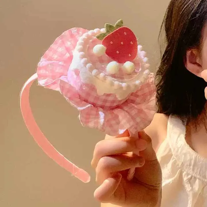 شعبية الوردي منقوشة قبعة دبوس الشعر لطيف . Popular Pink Plaid Hat Hairpin Cute