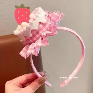 شعبية الوردي منقوشة قبعة دبوس الشعر لطيف . Popular Pink Plaid Hat Hairpin Cute