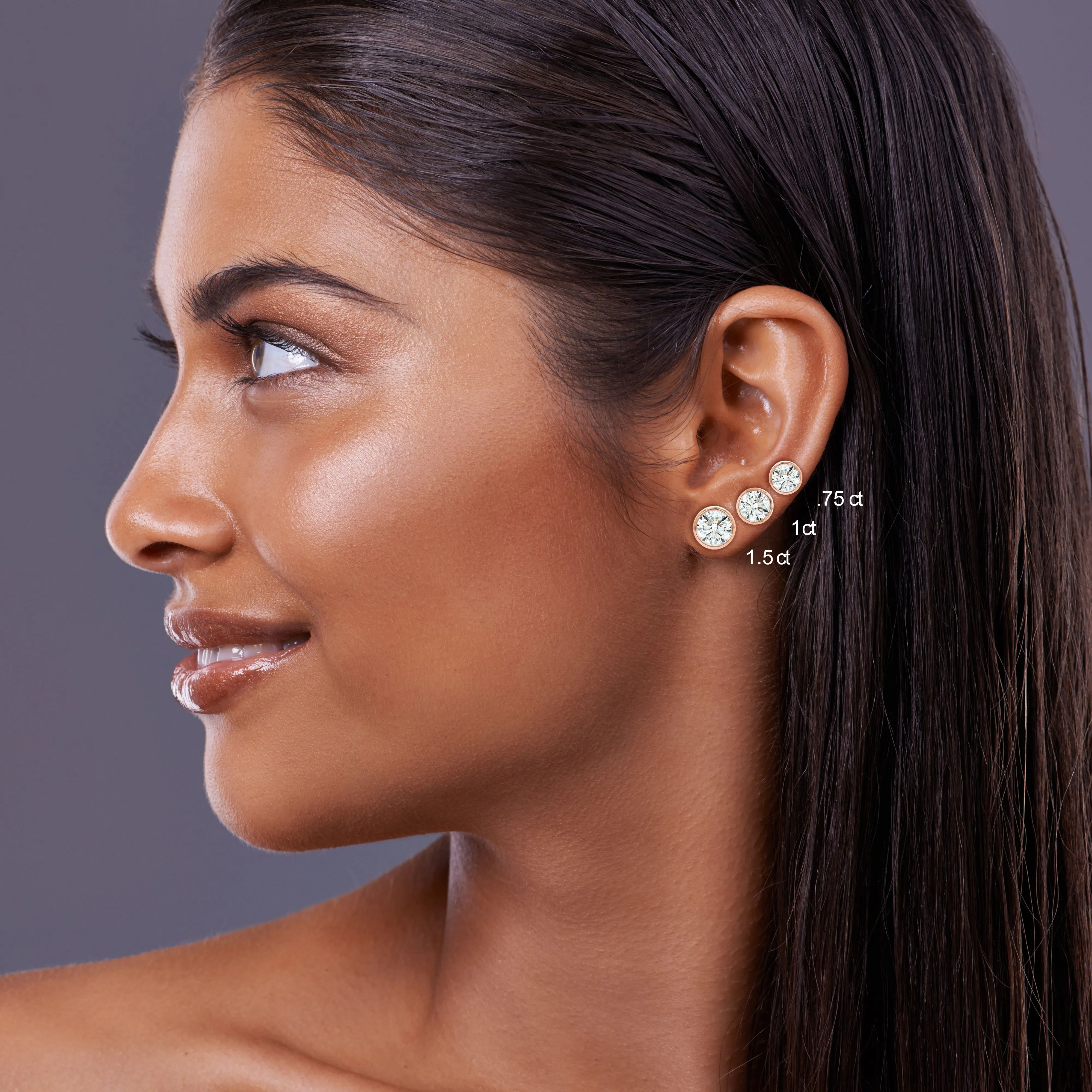 14k Rose Gold Bezel Set Round Brilliant Diamond Stud Earrings (1 Ct. T.w., Si1-si2 Clarity, H-i Color)