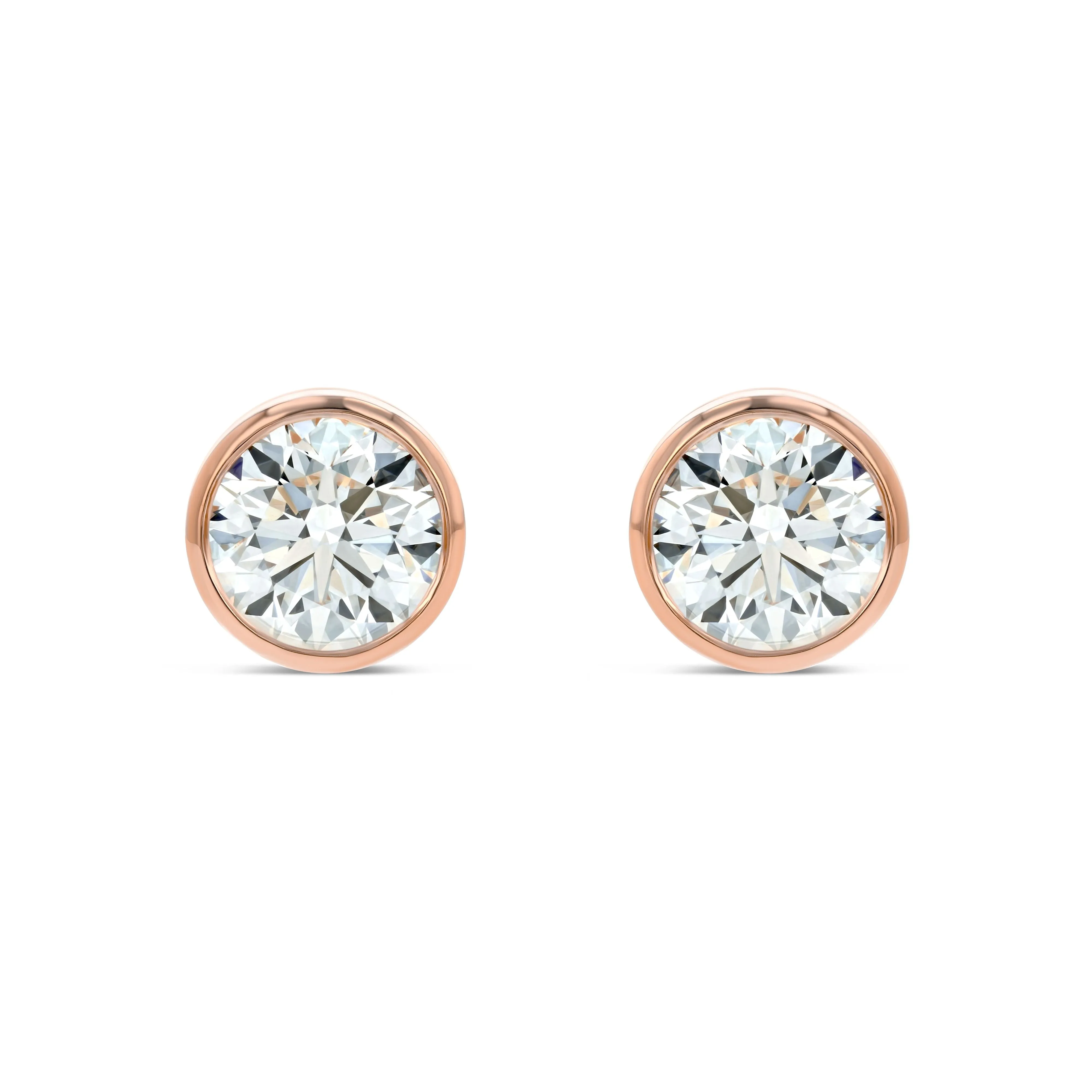 14k Rose Gold Bezel Set Round Brilliant Diamond Stud Earrings (1 Ct. T.w., Si1-si2 Clarity, H-i Color)