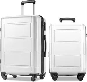 2-Piece Lightweight Hardside 4-Wheel Spinner Luggage Set: 20" Carry-On & 24" Checked SuitcaseABS Light Weight Suitcase with TSA Lock 20inch 24inch