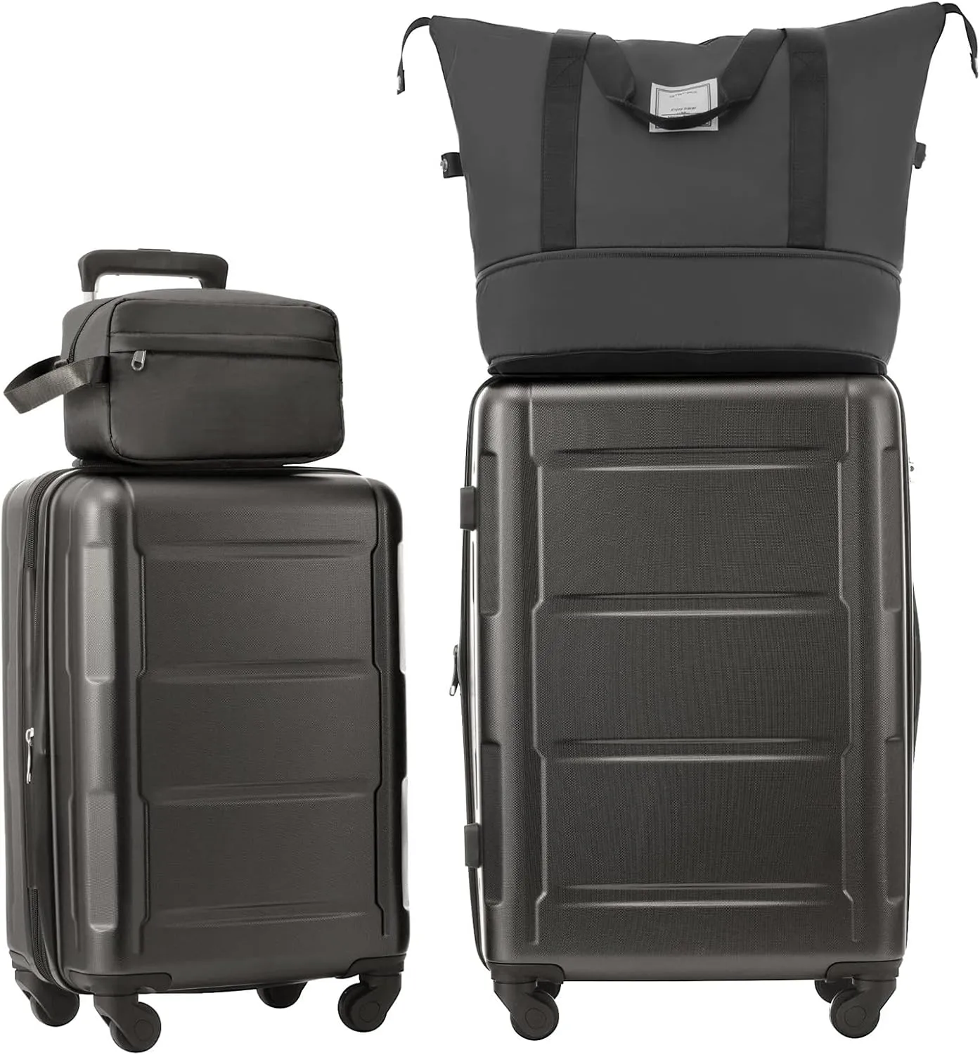 2 Piece Luggage Set, Expanable Spinner Wheels ABS Lightweight Suitcase with TSA Lock, Hardside Luggage Travel with Duffel Bags and Toiletry Bag, Luggage Suitcase Piece Set (Dark Gray)