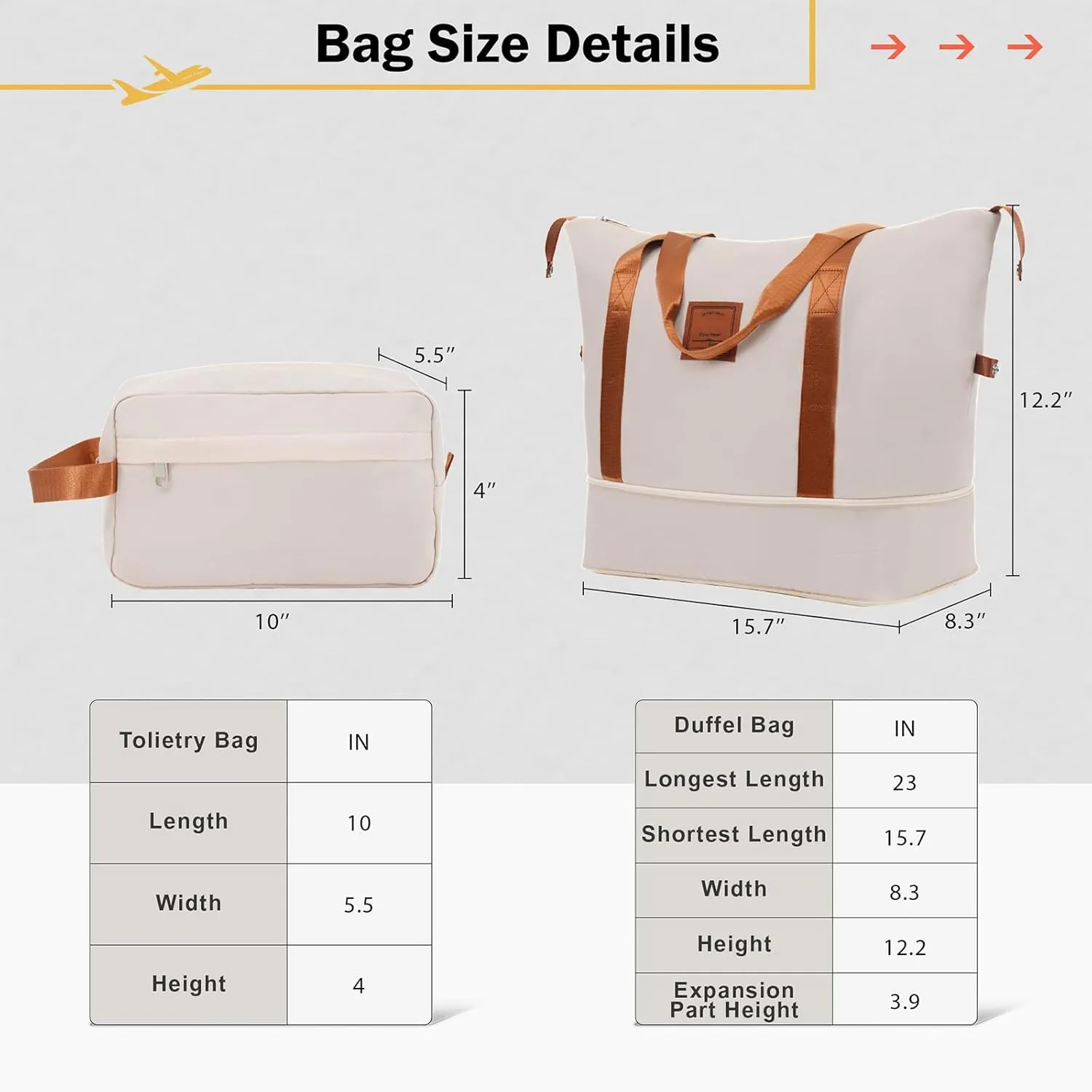 2 Piece Luggage Set, Expanable Spinner Wheels ABS Lightweight Suitcase with TSA Lock, Hardside Luggage Travel with Duffel Bags and Toiletry Bag, Luggage Suitcase Piece Set (Khaki Brown)