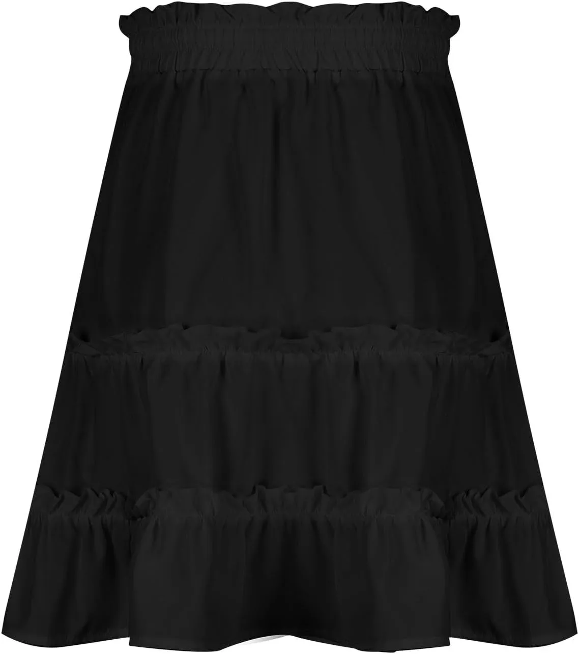 2025 Summer Boho Skirts for Women Tiered Pleated Mini Skirt Solid Bohemian Beach Vacation Skirts Cruise Clothes
