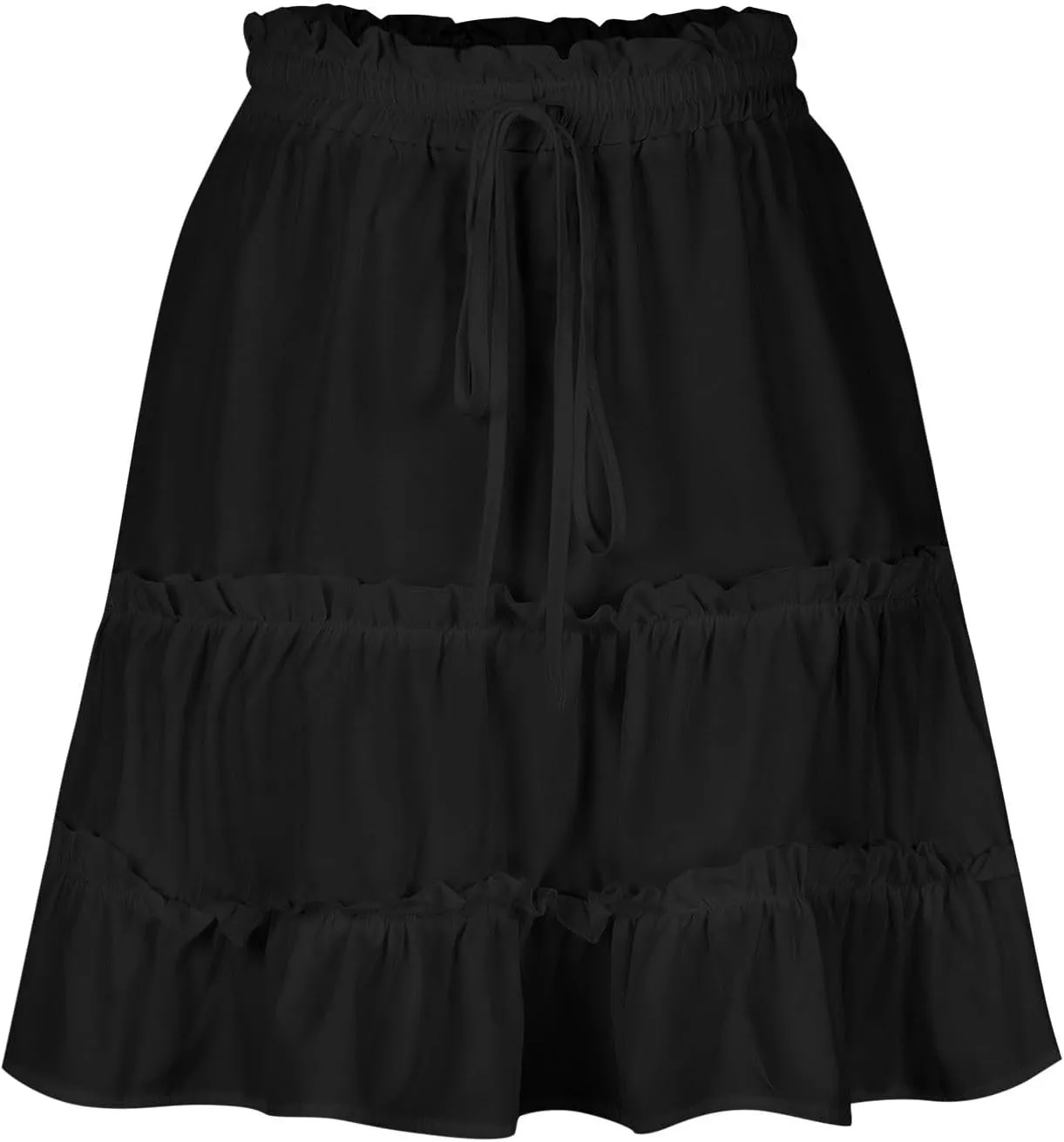 2025 Summer Boho Skirts for Women Tiered Pleated Mini Skirt Solid Bohemian Beach Vacation Skirts Cruise Clothes