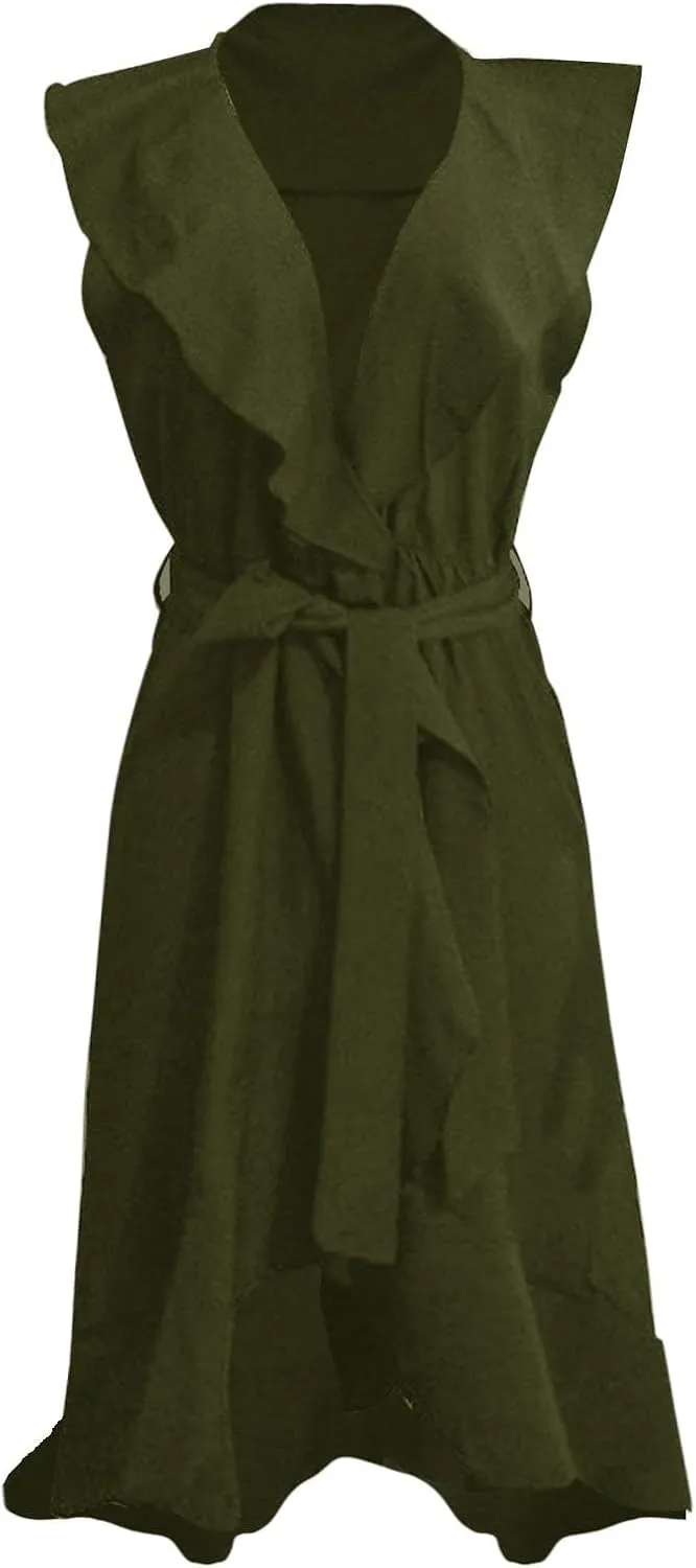 2025 Summer Dresses Women Wrap Midi Dress Casual Boho Deep Vneck Short Sleeve Ruffle Hem Split Beach Flowy Long Skirt