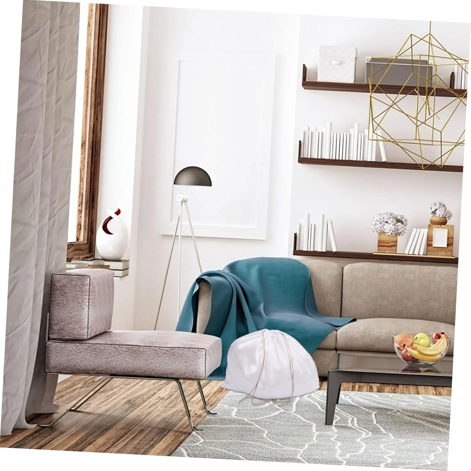 2pcs Silk Storage Bag Large Capacity Drawstring Bag for Clothes Household
