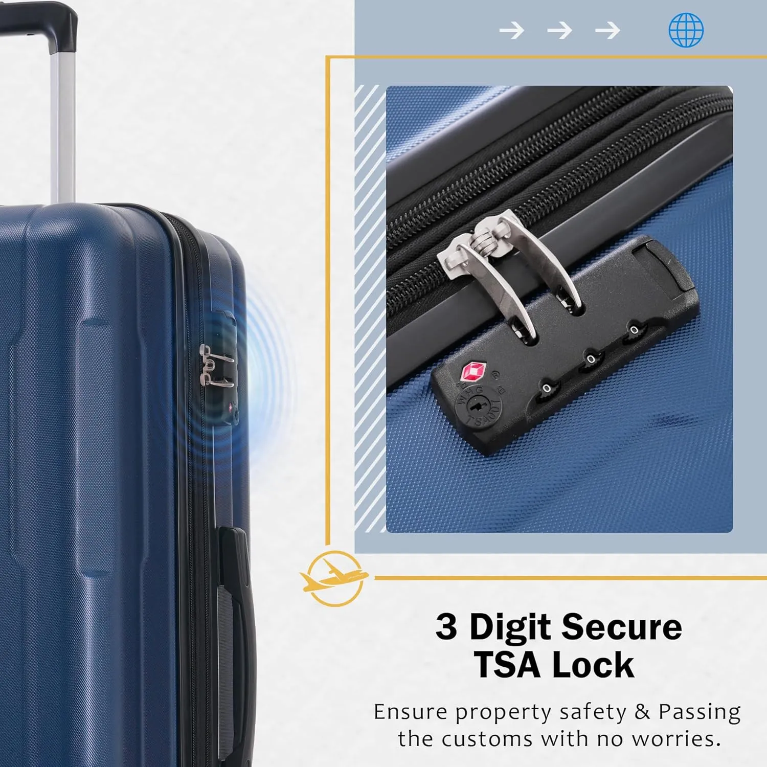 4 Piece Luggage Set, Expanable Spinner Wheels Luggage Set, ABS Lightweight Suitcase with TSA Lock, 20-inch Suitcase, 28-inch Suitcase, Travel Duffel Bag, Toiletry Bag (Blue/5)