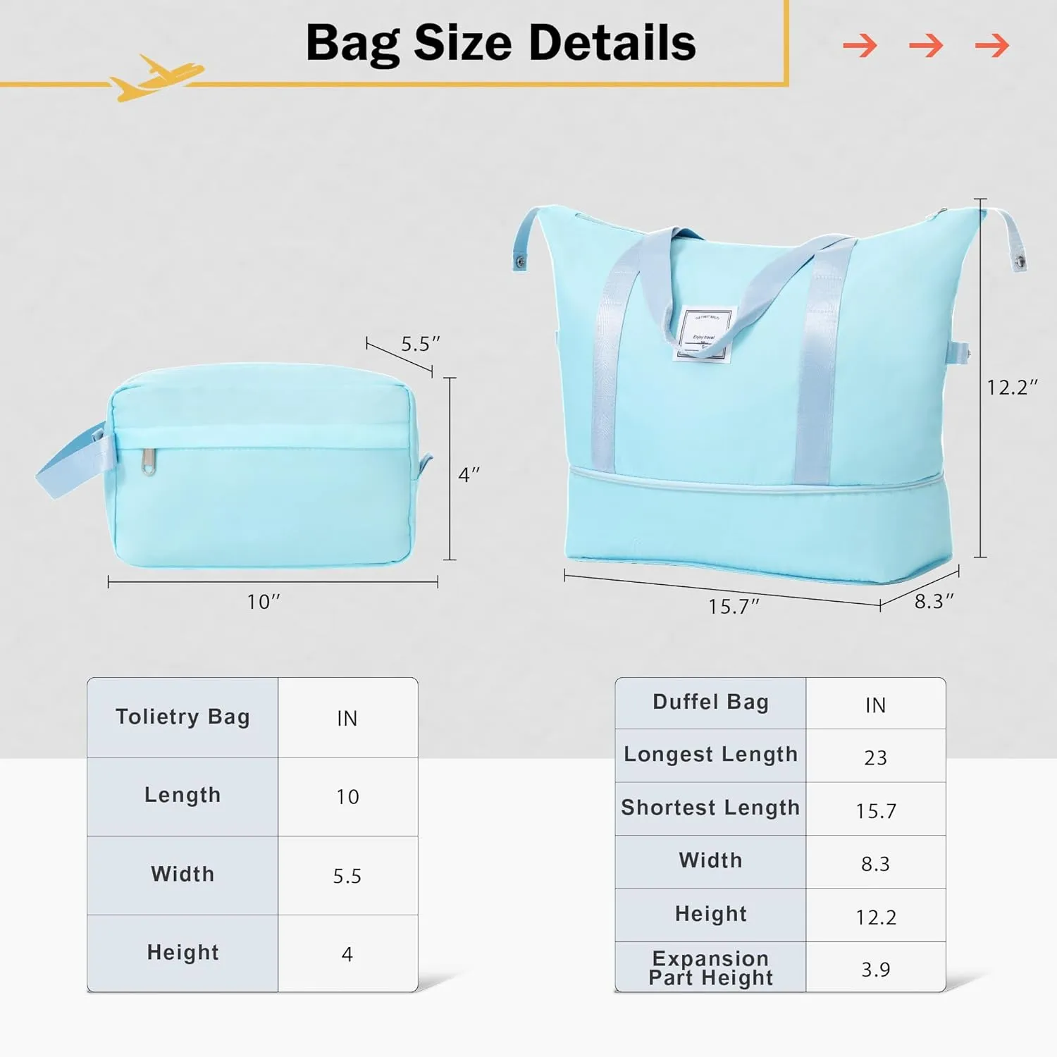 4 Piece Luggage Set, Expanable Spinner Wheels Luggage Set, ABS Lightweight Suitcase with TSA Lock, 20-inch Suitcase, 28-inch Suitcase, Travel Duffel Bag, Toiletry Bag (Light Blue/5)