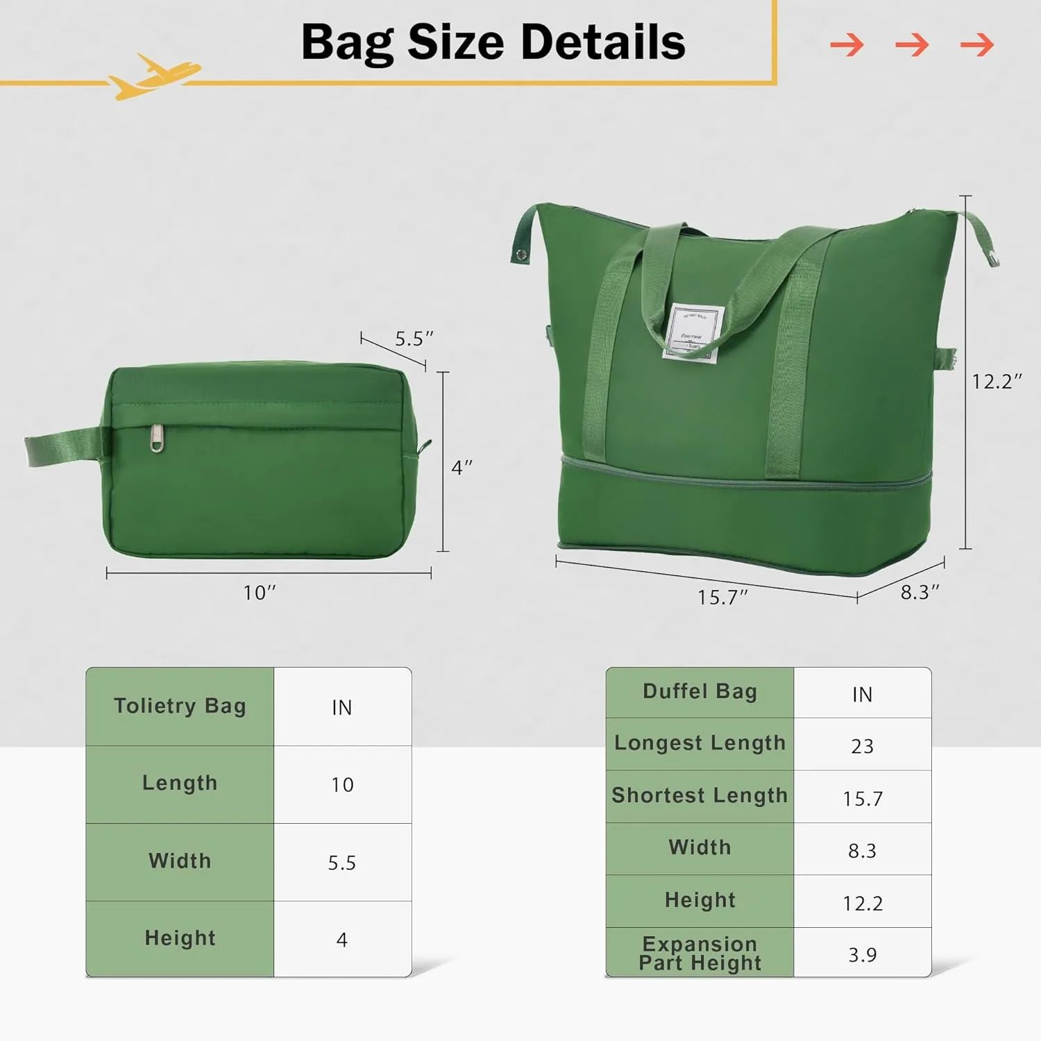 4 Piece Luggage Set, Expanable Spinner Wheels Luggage Set with Bags, ABS Lightweight Suitcase with TSA Lock, 20-inch Suitcase, 24-inch Suitcase, Travel Duffel Bag, Toiletry Bag (Green/7)