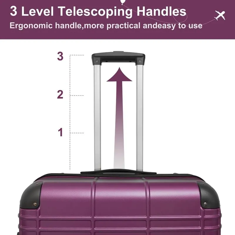 4 Piece Luggage Sets ABS PC Hardshell Luggage Hardside Carry On Travel Set Lightweight Suitcase Sets Spinner Wheels Suitcase with TSA Lock (12/20/24/28)