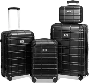 4 Piece Luggage Sets ABS PC Hardshell Luggage Hardside Carry On Travel Set Lightweight Suitcase Sets Spinner Wheels Suitcase with TSA Lock (12/20/24/28)