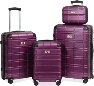 4 Piece Luggage Sets ABS PC Hardshell Luggage Hardside Carry On Travel Set Lightweight Suitcase Sets Spinner Wheels Suitcase with TSA Lock (12/20/24/28)