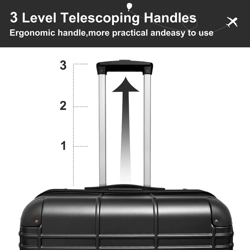 4 Piece Luggage Sets ABS PC Hardshell Luggage Hardside Carry On Travel Set Lightweight Suitcase Sets Spinner Wheels Suitcase with TSA Lock (12/20/24/28)