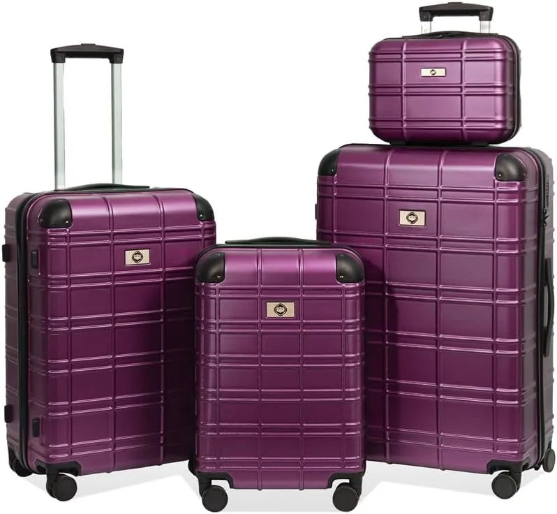 4 Piece Luggage Sets ABS PC Hardshell Luggage Hardside Carry On Travel Set Lightweight Suitcase Sets Spinner Wheels Suitcase with TSA Lock (12/20/24/28)