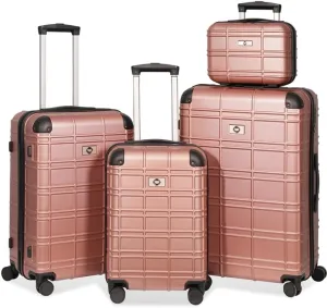 4 Piece Luggage Sets ABS PC Hardshell Luggage Hardside Carry On Travel Set Lightweight Suitcase Sets Spinner Wheels Suitcase with TSA Lock (12/20/24/28)
