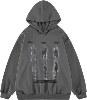 Aelfric Eden Y2k Hoodies Blurry Shadow Print Hoodie Oversized Hooded Sweatshirt Pullover Tops