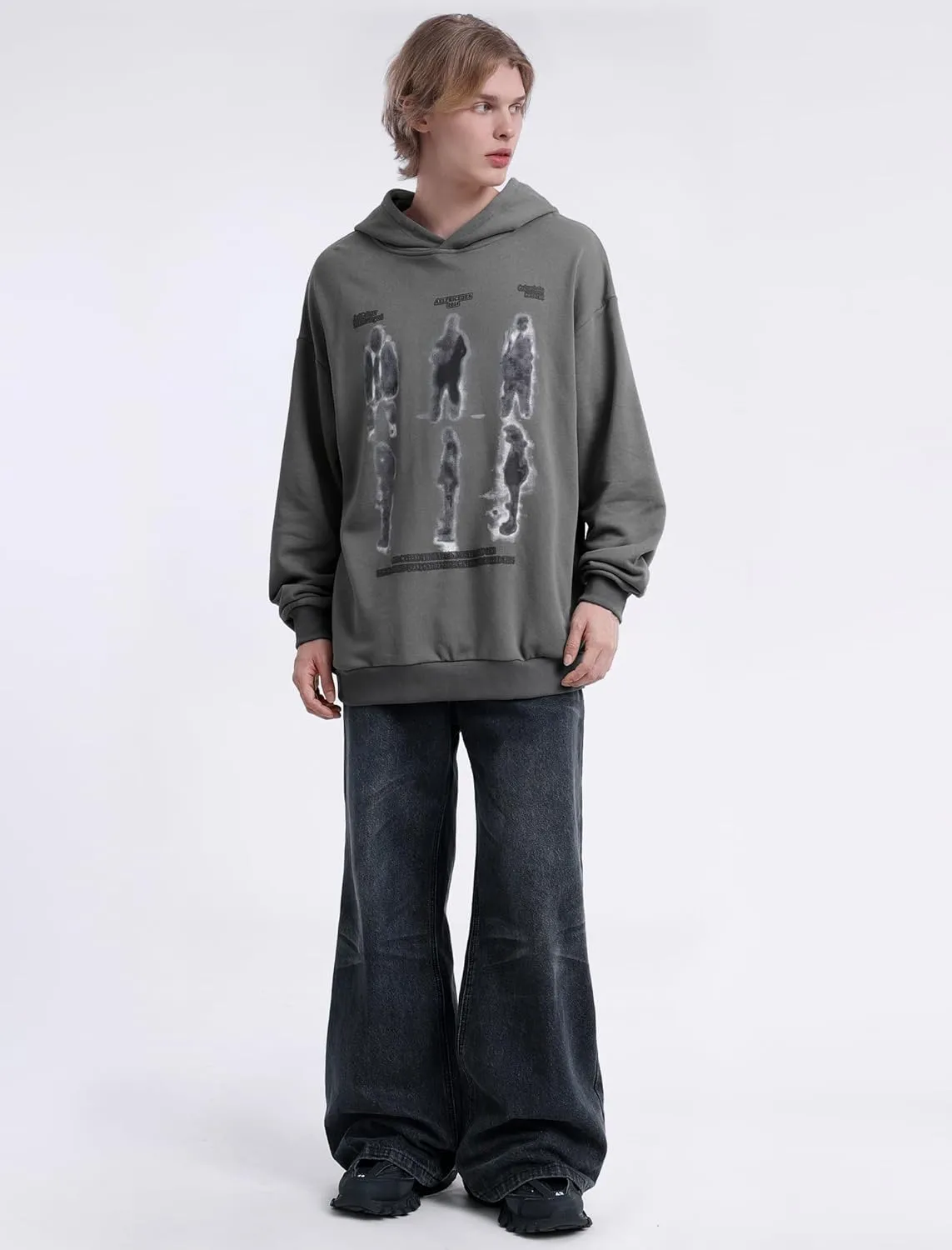Aelfric Eden Y2k Hoodies Blurry Shadow Print Hoodie Oversized Hooded Sweatshirt Pullover Tops
