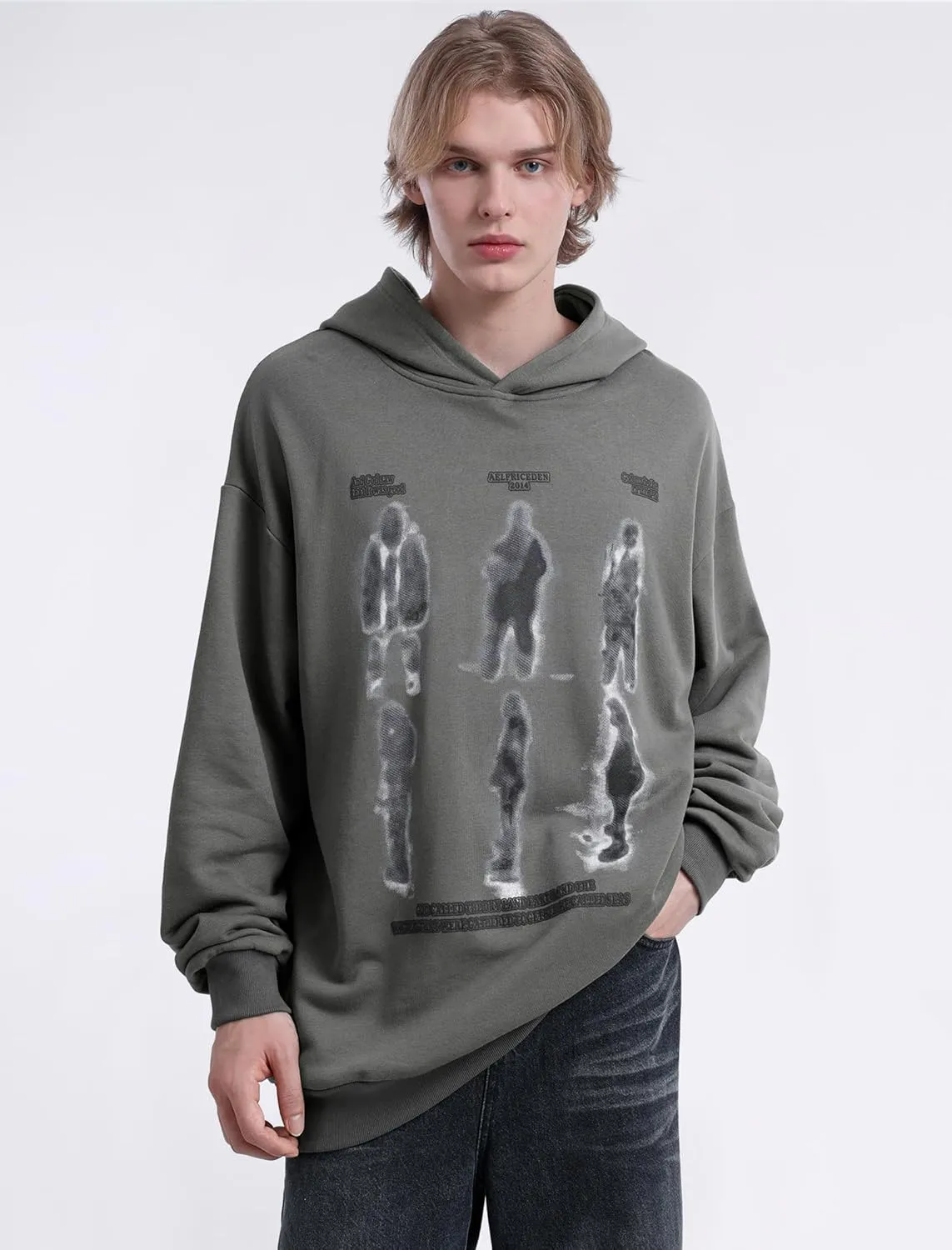 Aelfric Eden Y2k Hoodies Blurry Shadow Print Hoodie Oversized Hooded Sweatshirt Pullover Tops