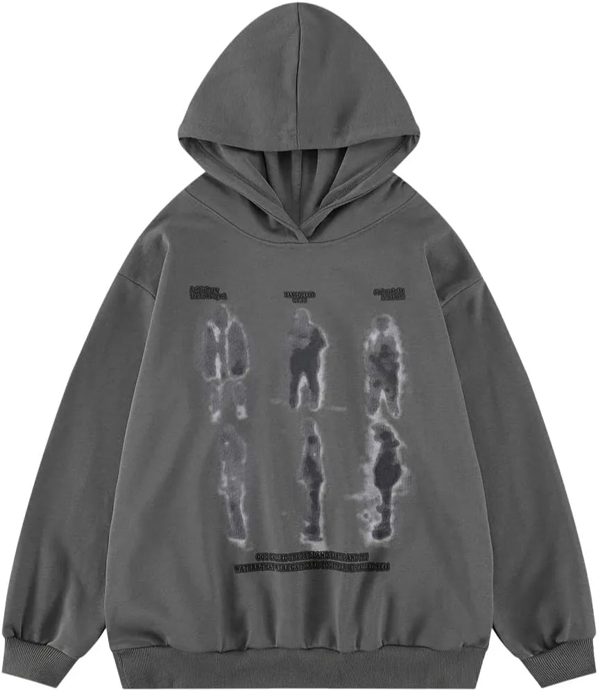 Aelfric Eden Y2k Hoodies Blurry Shadow Print Hoodie Oversized Hooded Sweatshirt Pullover Tops