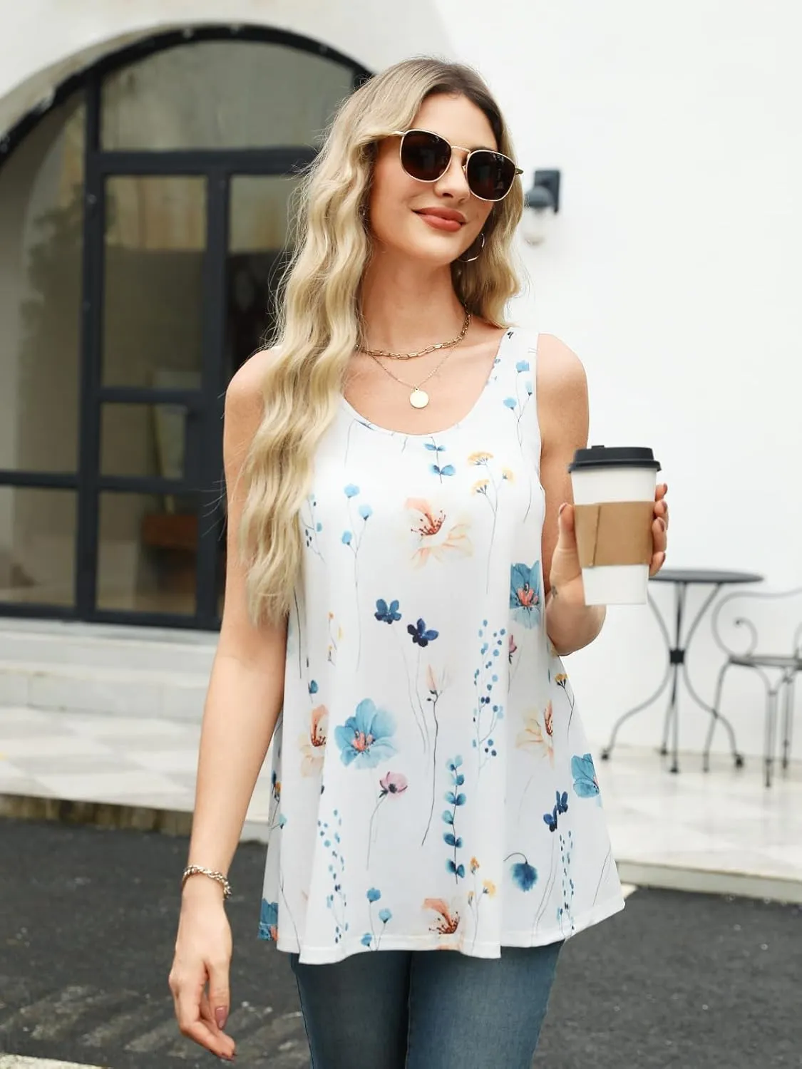 Air Curvey Tank Tops for Women Build in Bra Casual Flowy Tank Pleated Loose Fit S-XXXXL