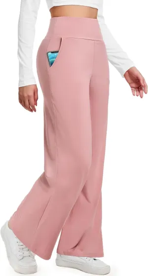 Aoliks Wide Leg Pants for Women High Waist with Pockets, Comfy Stretch Casual Yoga Work Lounge Sweatpants