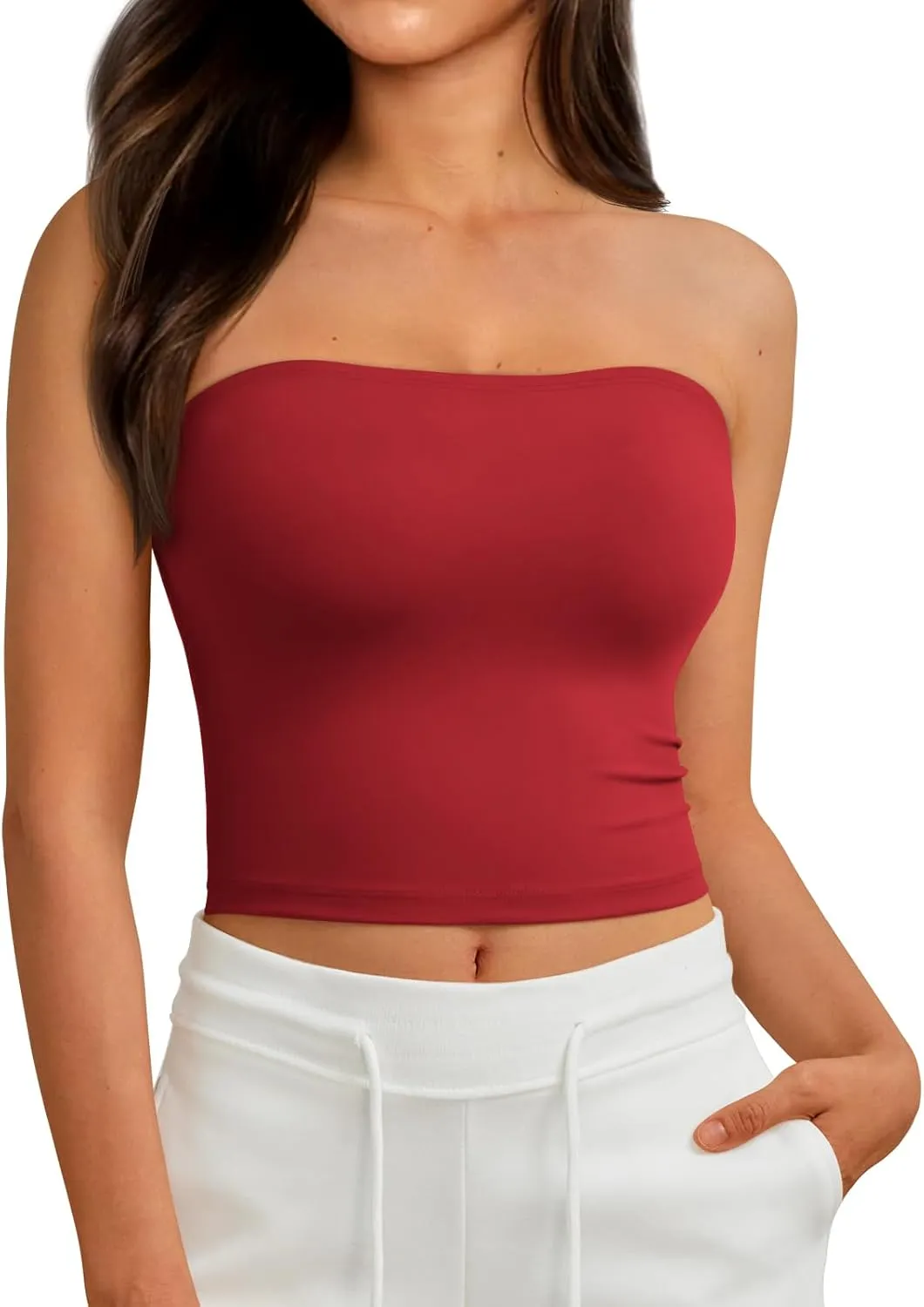 AUTOMET Tube Tops Strapless Crop Tops Basic Backless Sleeveless Bandeau Going Out Cute 2025 Summer Clothes