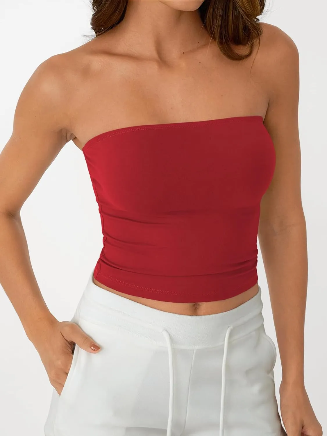 AUTOMET Tube Tops Strapless Crop Tops Basic Backless Sleeveless Bandeau Going Out Cute 2025 Summer Clothes