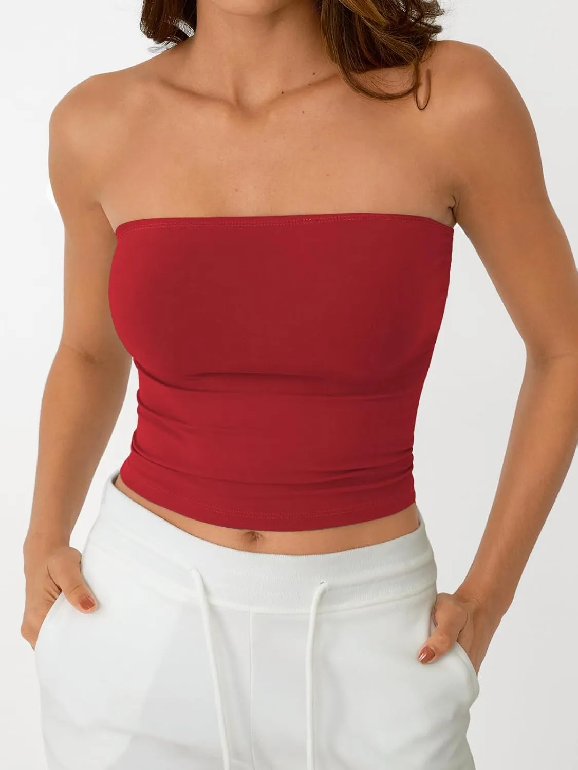 AUTOMET Tube Tops Strapless Crop Tops Basic Backless Sleeveless Bandeau Going Out Cute 2025 Summer Clothes