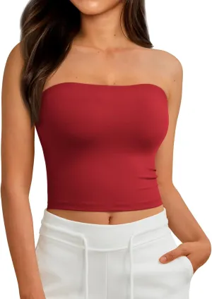 AUTOMET Tube Tops Strapless Crop Tops Basic Backless Sleeveless Bandeau Going Out Cute 2025 Summer Clothes