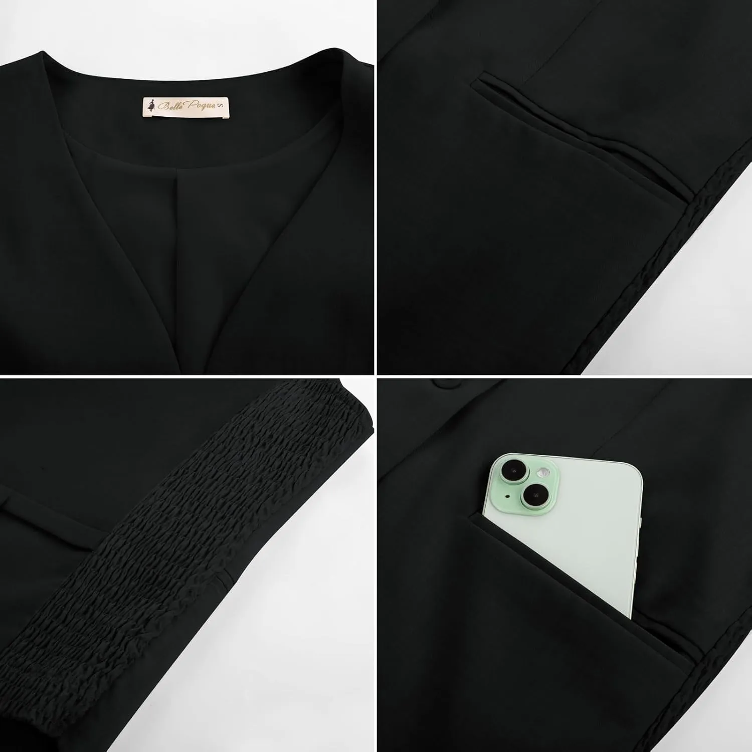 Belle Poque Women Suit Vest Button Down Dressy Vest Tops Waistcoat with Pockets