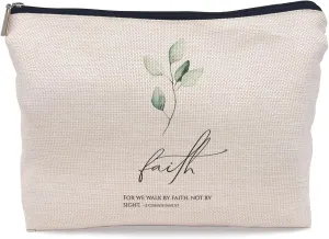 Bible Scripture 1 Corinthians 5:7 for Me Walk by Faith not by Sight Makeup Bag Christian Religious Cosmetic Makeup Bag,Gifts for Christian Women Girls