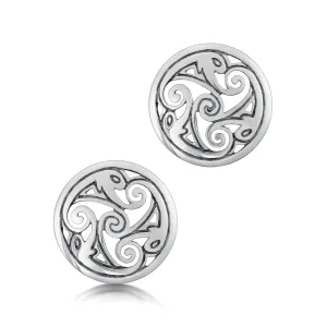 Birsay Disc Stud Earrings in Sterling Silver
