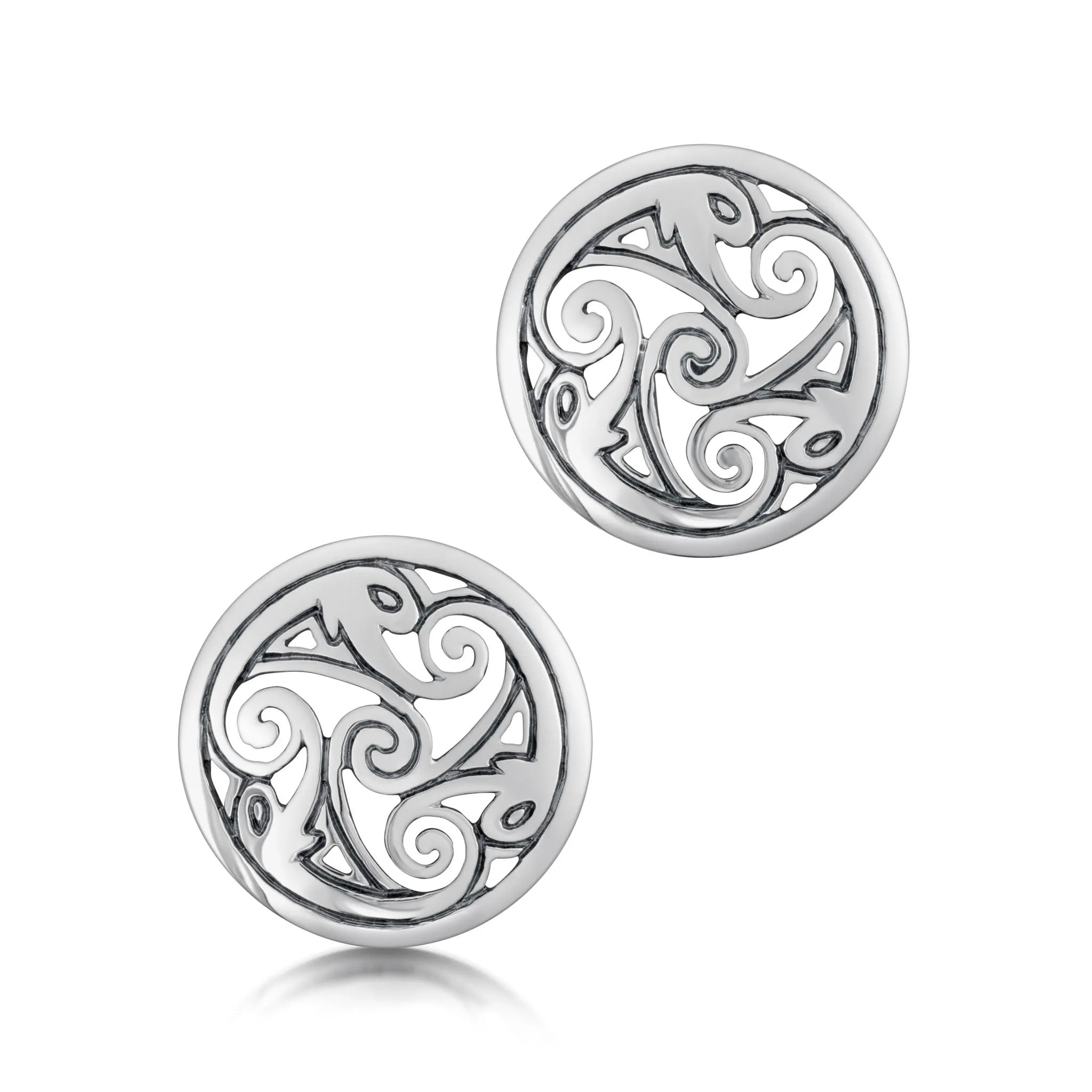 Birsay Disc Stud Earrings in Sterling Silver