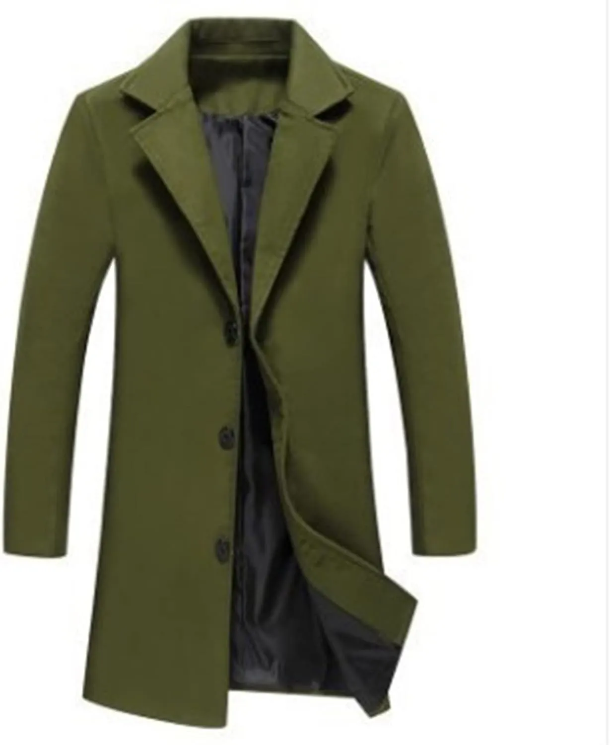 Black Trench Coat Men Costume Casual Trench Slim Fit Notched Collar Long Jacket Warm Winter Soft Vintage Overcoat