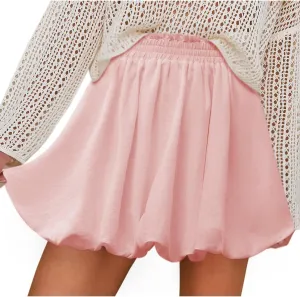 Bubble Skirt for Women Summer Solid Color Cute High Waist Ruffled Mini Skorts Casual Fashion Going Out Party Skirts