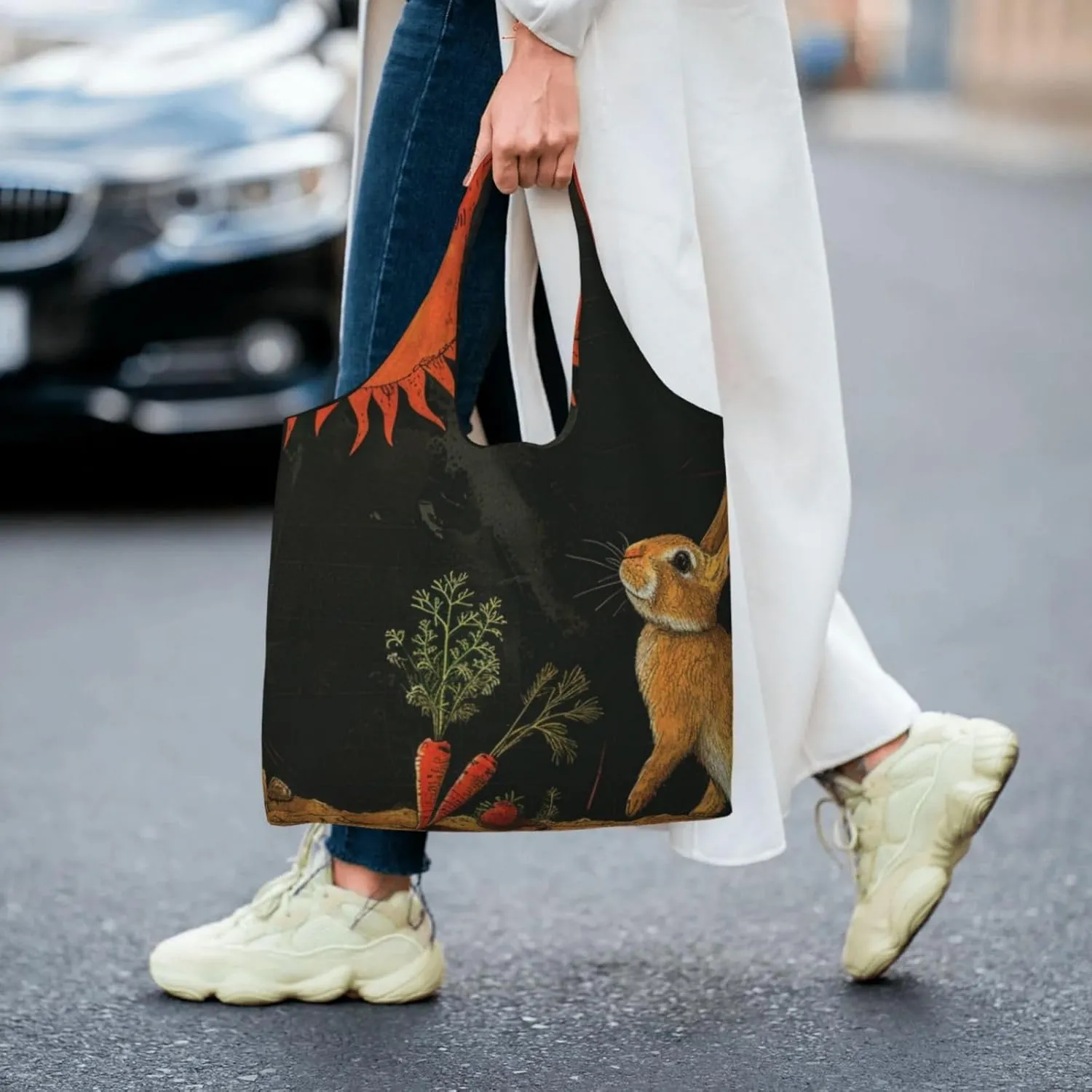 Canvas Tote Bag Reusable Grocery Bags Lightweight Handbag Cartoon Giraffe Tote Bag for Shopping Cloth Bags
