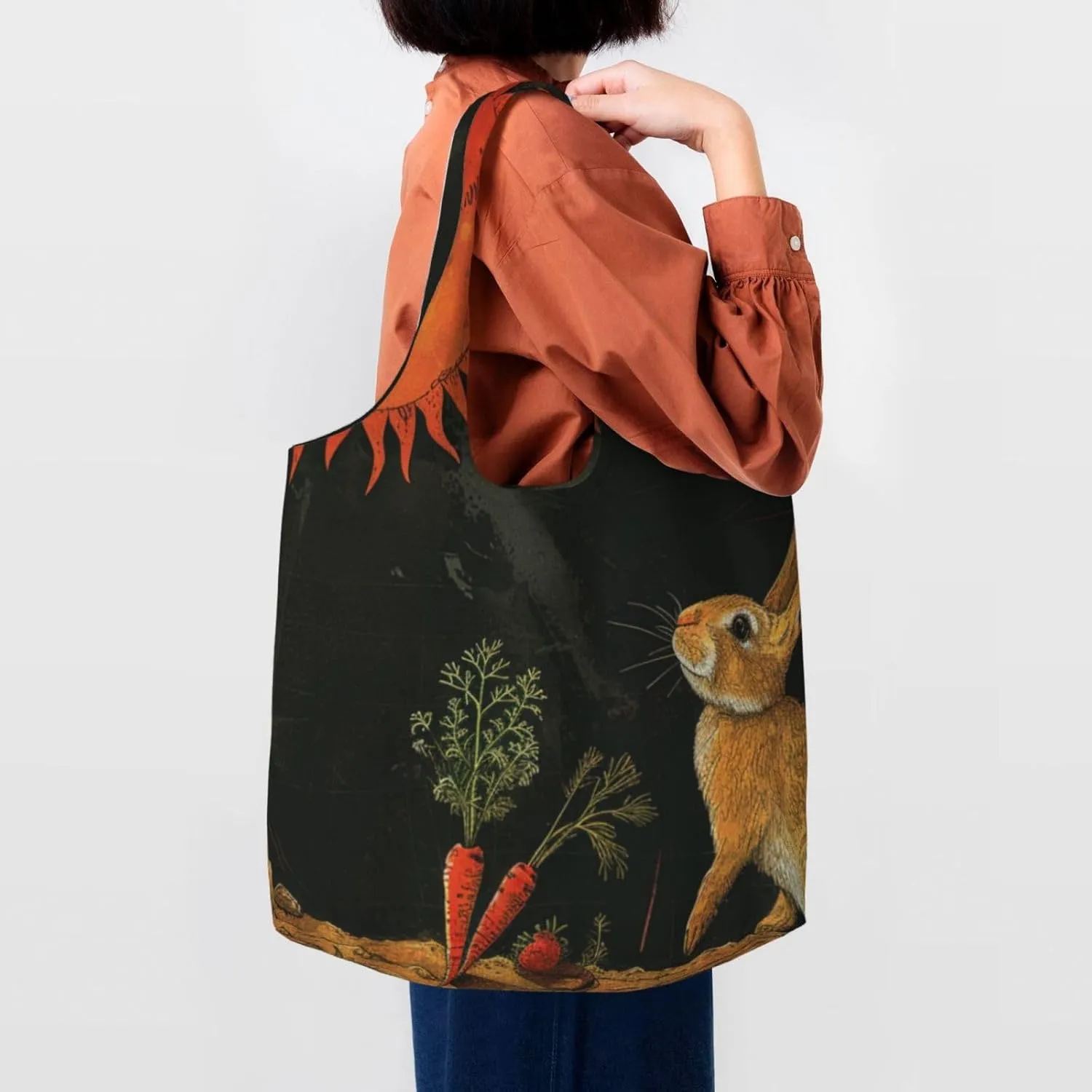 Canvas Tote Bag Reusable Grocery Bags Lightweight Handbag Cartoon Giraffe Tote Bag for Shopping Cloth Bags