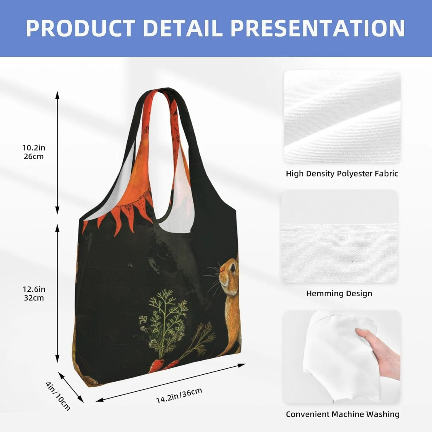 Canvas Tote Bag Reusable Grocery Bags Lightweight Handbag Cartoon Giraffe Tote Bag for Shopping Cloth Bags