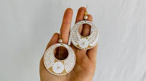 Carved Gourd Earrings. Glass & Sterling Silver. Oaxaca, Mexico.