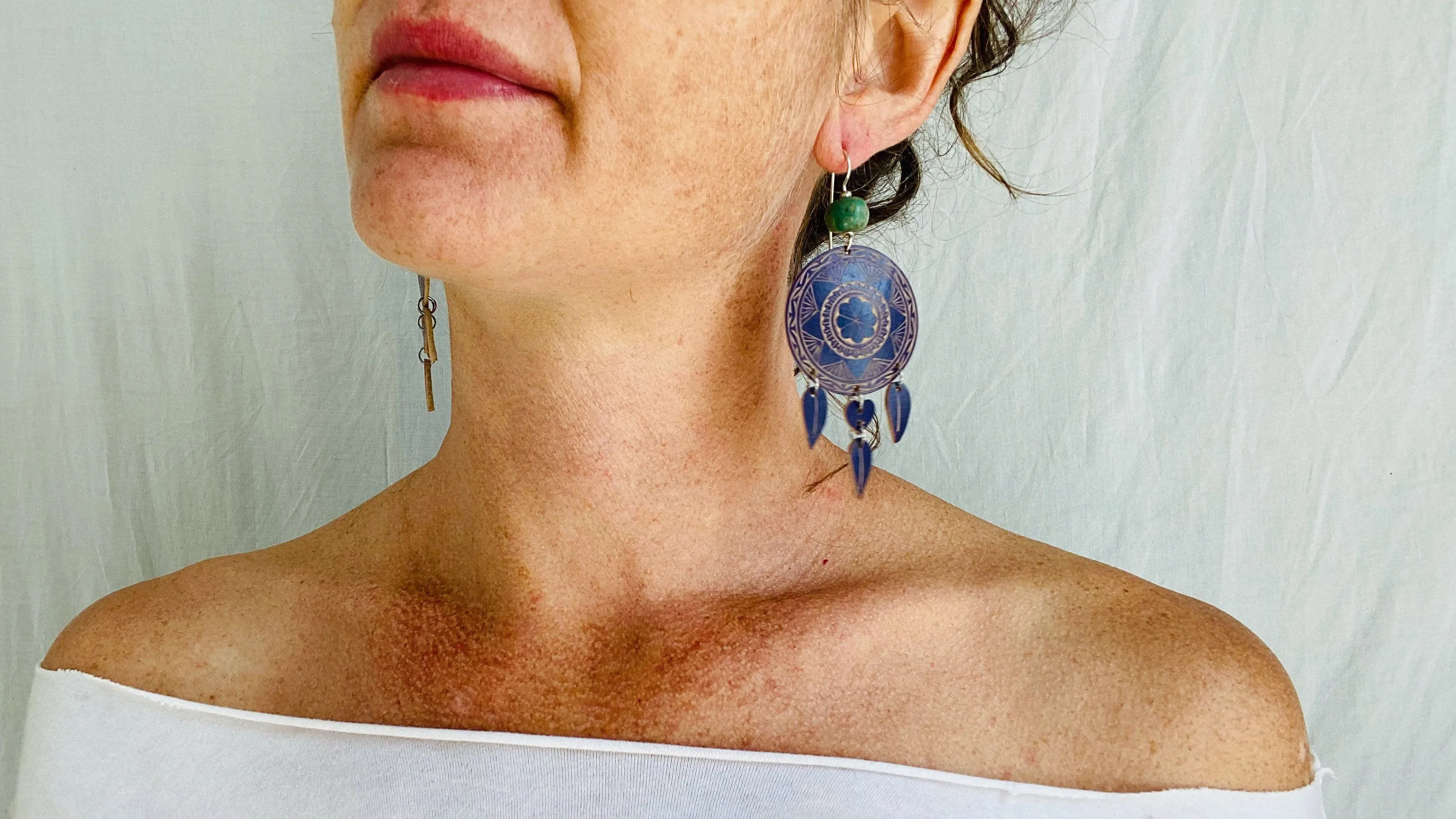 Carved Gourd Earrings. Guatemalita & Sterling Silver. Oaxaca, Mexico. Frida Kahlo