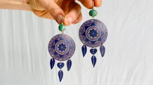 Carved Gourd Earrings. Guatemalita & Sterling Silver. Oaxaca, Mexico. Frida Kahlo
