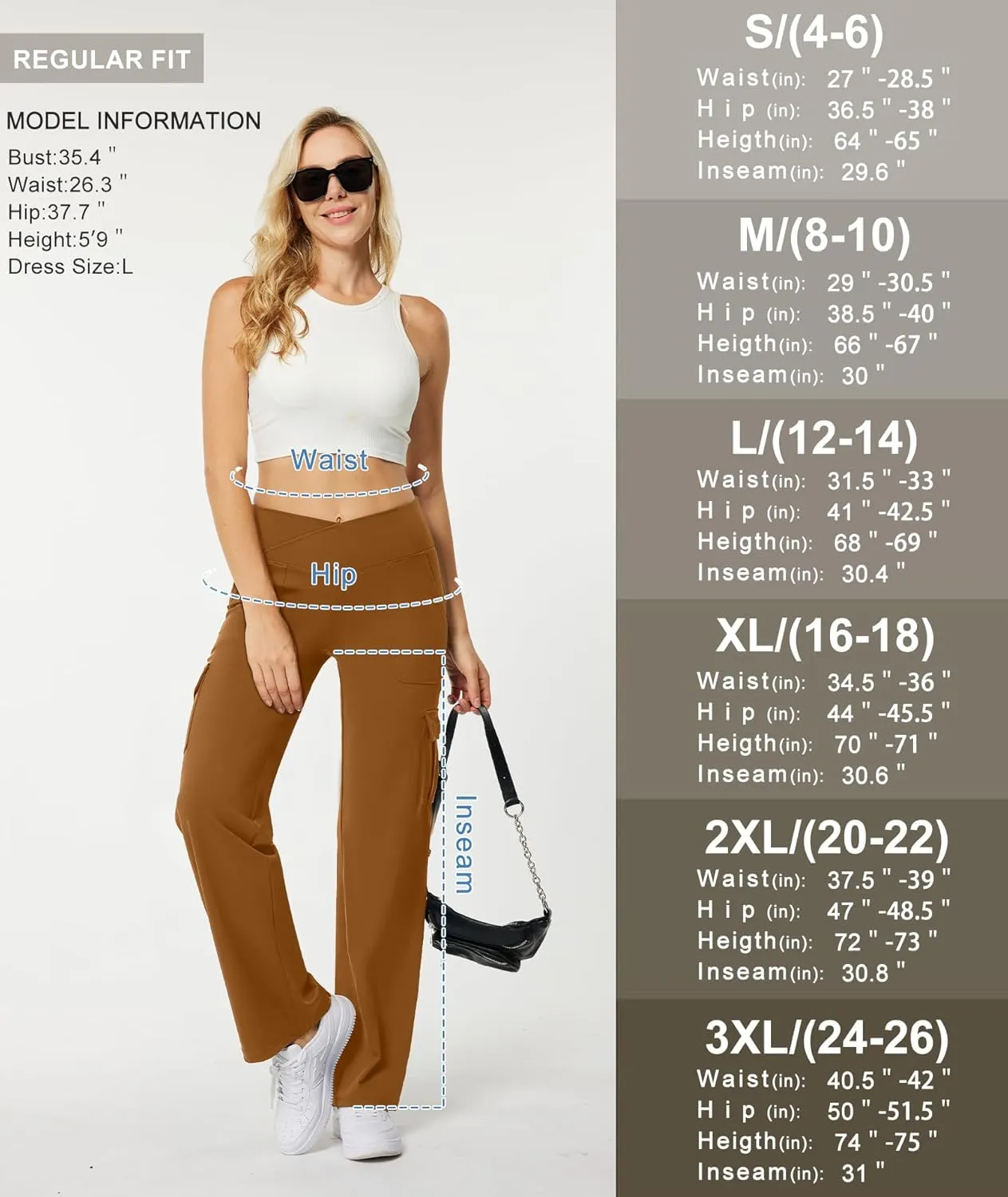 Casei Yoga Pants with Pockets for Women Wide Leg Cargo Pants High Waist Crossover Stretch Work Travel Casual Sweatpants
