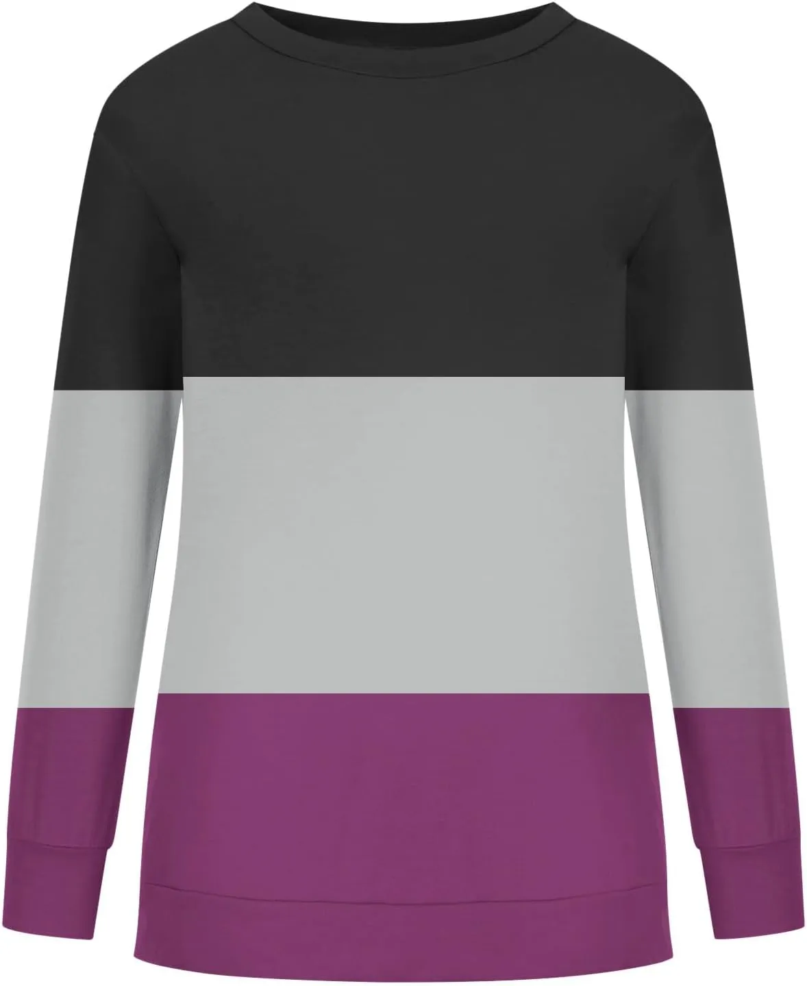 Ceboyel Women Crewneck Sweatshirts 2023 Color Block Pullover Long Sleeve Shirts Loose Fit Fall Fashion Clothing