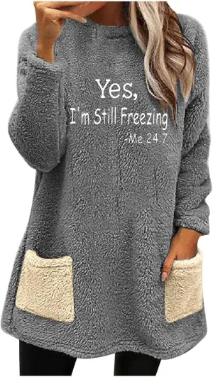 Ceboyel Womens Fleece Lined Sweatshirts Sherpa Fuzzy Sweater Long Sleeve Cute Tops Pullover Warm Winter Trendy Clothing