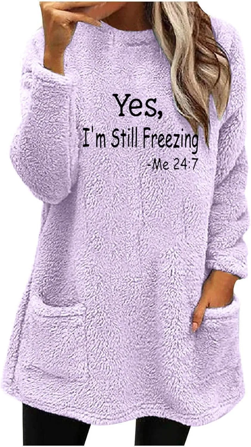 Ceboyel Womens Fleece Lined Sweatshirts Sherpa Fuzzy Sweater Long Sleeve Cute Tops Pullover Warm Winter Trendy Clothing