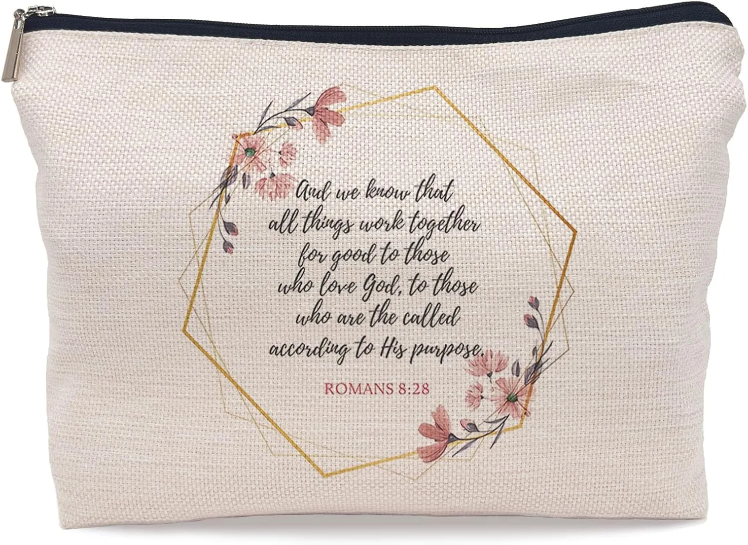 Christian Gifts for Women Faith, Christian Inspirational Makeup Bag Cosmetic Bags for Women, Religious Bible Verse Small Makeup Cosmetic Bag for Purse, Romans 8:28