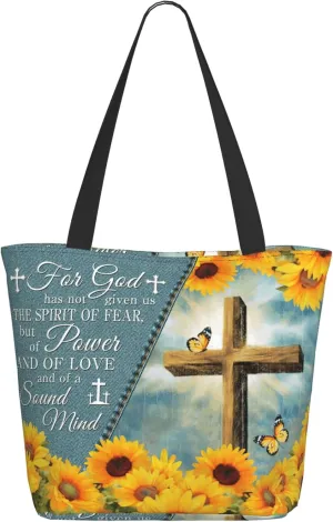 Christian Gifts Reusable Shopping Tote Bag Zippered Inspirational Tote Bags for Women Bible Verse Shoulder Bag