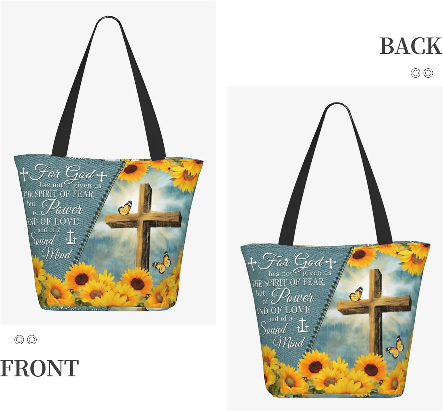 Christian Gifts Reusable Shopping Tote Bag Zippered Inspirational Tote Bags for Women Bible Verse Shoulder Bag