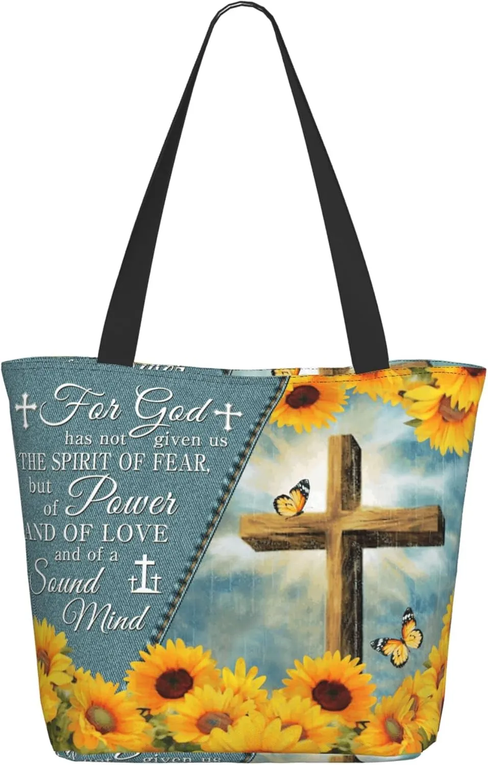 Christian Gifts Reusable Shopping Tote Bag Zippered Inspirational Tote Bags for Women Bible Verse Shoulder Bag
